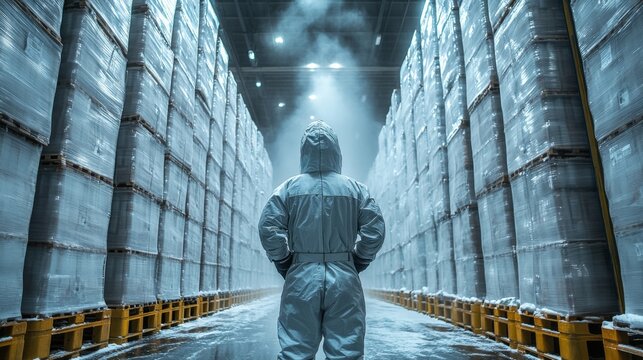 Cold storage area for pharmaceuticals showcases climate controlled features essential for inventory management. Workers ensure perishable items maintain optimal conditions for distribution.