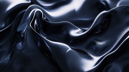 Fototapeta premium Futuristic dark abstract background with elegant soft waves and seamless shiny black textures.