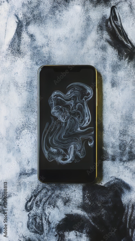 Aufkleber smartphone display: abstract swirls and marble background create a digital modern aesthetic.