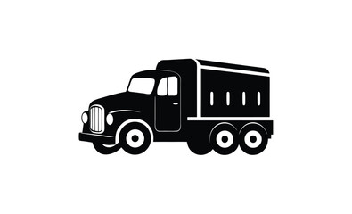 Tanker truck side view silhouette, Tank truck icon, Black silhouette, Side view, Vector simple flat graphic illustration, Isolated object on white background