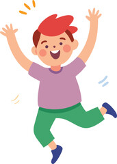 A colorful cartoon of a child jumping excitedly.