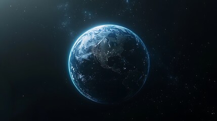 Fototapeta premium Realistic Earth from Space with Glowing Atmosphere, A realistic depiction of Earth from space, showing continents and oceans with a glowing atmosphere