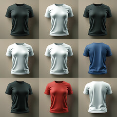 A clean and simple design of a blank white t-shirt template with front and back views, perfect for showcasing clothing designs, ideal for fashion and casual wear illustrations