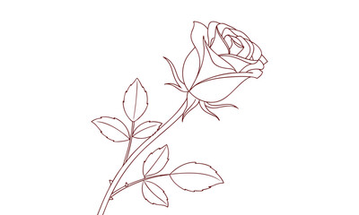 Silhouette Rose, Black Rose, Liner Rose, Rose Line Art, Rose Outline, Minimalist Rose, Floral Illustration, Elegant Rose Drawing, Black Line Flower, Botanical Sketch, Rose Silhouette