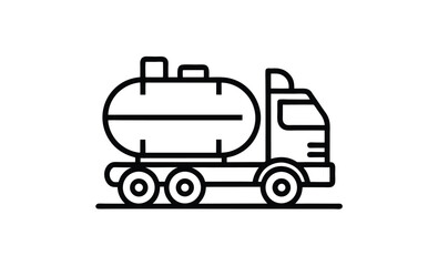Tanker truck side view silhouette, Tank truck icon, Black silhouette, Side view, Vector simple flat graphic illustration, Isolated object on white background