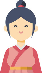 A clean vector illustration of a Japanese woman wearing a kimono with a simple hairstyle.