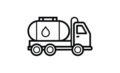 Tanker truck side view silhouette, Tank truck icon, Black silhouette, Side view, Vector simple flat graphic illustration, Isolated object on white background