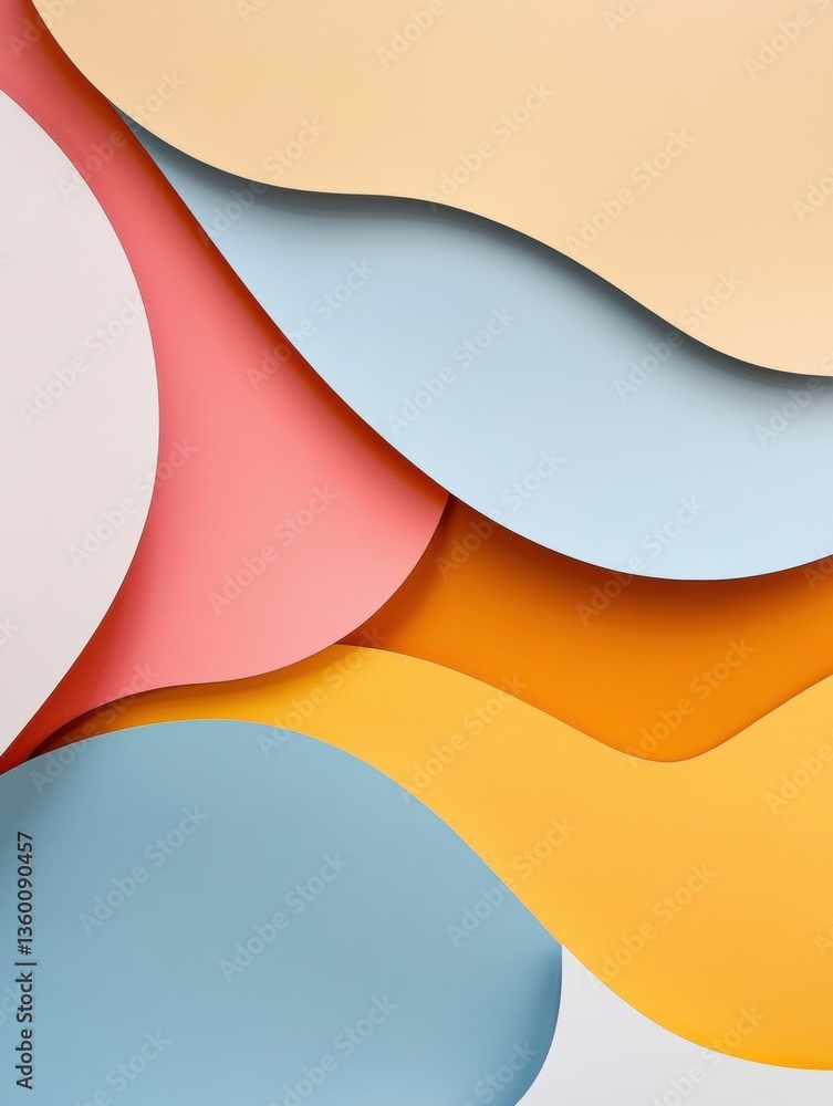Poster Stylish abstract layered paper cut design in soft pastel tones with geometric shapes and deep shadows creating a modern visual experience Generative AI