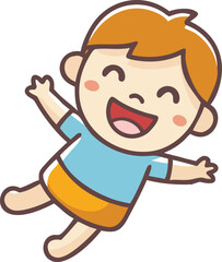 A boy radiating happiness with bright colors around him.