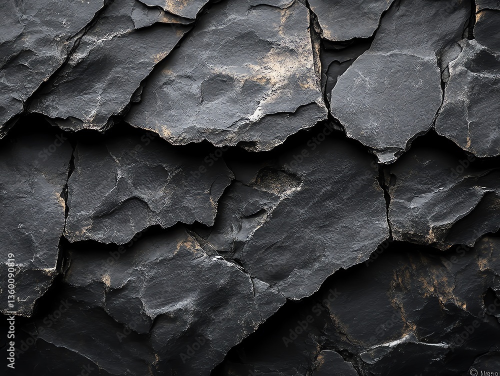 Poster detailed close-up of dark slate rock texture and pattern