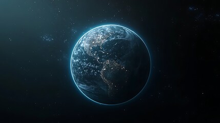 Obraz premium Realistic Earth from Space with Glowing Atmosphere, A realistic depiction of Earth from space, showing continents and oceans with a glowing atmosphere