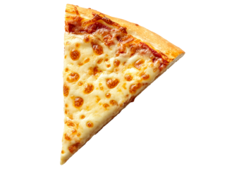 Mozzarella cheese pizza slice isolated on transparent background