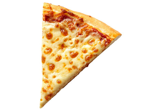 Mozzarella cheese pizza slice isolated on transparent background