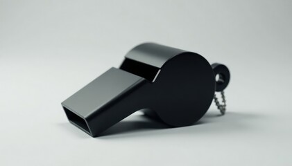 Classic black plastic whistle, simple design, clean background , vintage, whistle, object