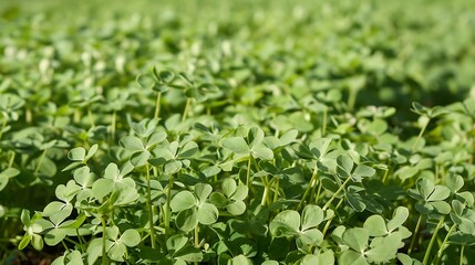 Obraz premium • A field of mature lentil plants with delicate, green foliage and small pods.