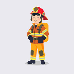 Male Firefighter Character in Uniform – Vector Illustration Set