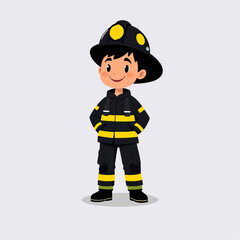 Male Firefighter Character in Uniform – Vector Illustration Set
