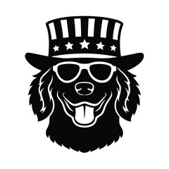 golden retriever wearing an uncle SAM hat.