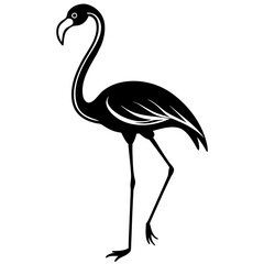 Obraz premium A vector silhouette of a flamingo standing 