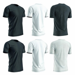 White T-shirt Design Template Front and Back View for Fashion Clothing