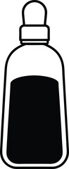 Minimalist Outline Long Neck Bottle Filled with Dark Liquid on White Background