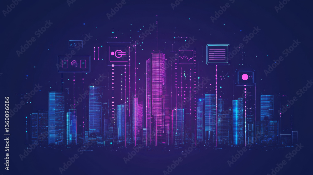 Poster a vector design concept illustrating 5g or 6g mobile technology with dot-line elements, symbolizing 