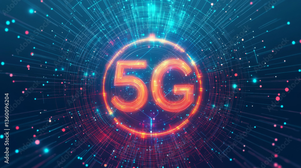 Poster a vector design concept illustrating 5g or 6g mobile technology with dot-line elements, symbolizing 
