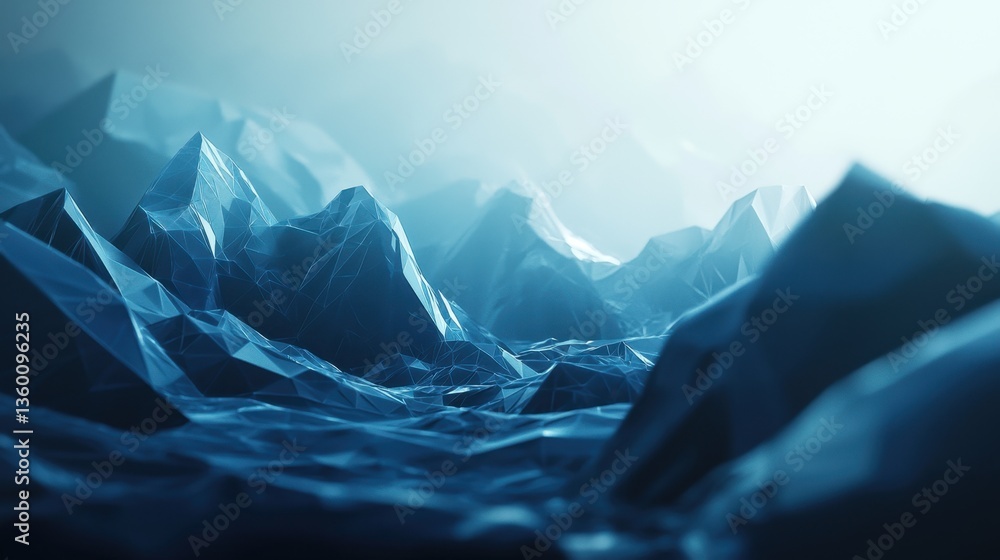 Aufkleber high-tech metaverse concept with 3d polygonal elements and blue glowing data streams.
