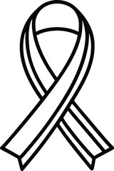 Awareness Ribbon Clipart Outline, Black and White Stroke, Hope Symbol, Support Emblem
