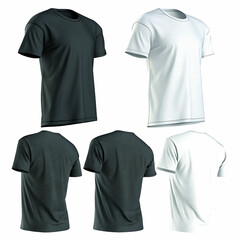 White T-shirt template design for casual clothing with front and back views, vector illustration for fashion, blank cotton shirt ready for customization