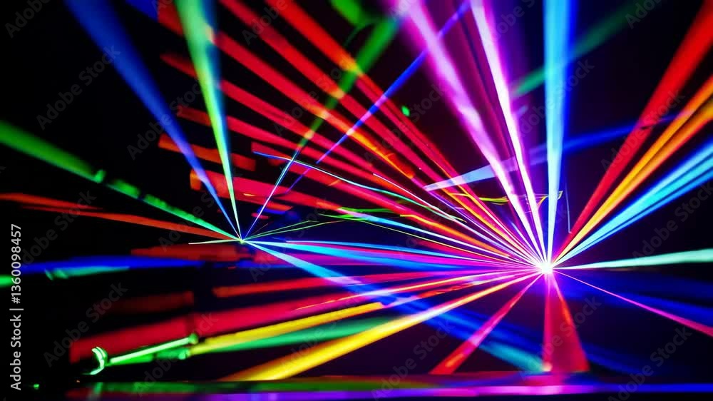 Poster vibrant laser light show with dynamic patterns and vivid colors in motion