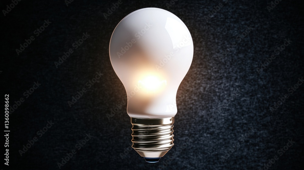 Poster brightly lit incandescent light bulb illuminating a dark textured background creating a striking con