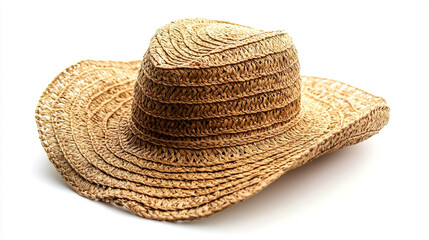 Womens straw hat isolated on white background.