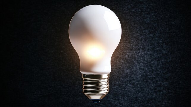 Brightly lit incandescent light bulb illuminating a dark textured background creating a striking contrast of light and shadow in a captivating visual display