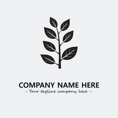 Plant illustration for logo company black and white vector image
