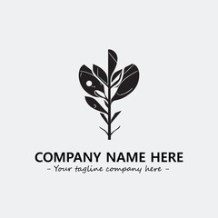 Plant illustration for logo company black and white vector image
