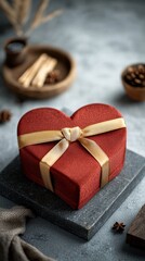 Heart-shaped gift box, elegant, festive