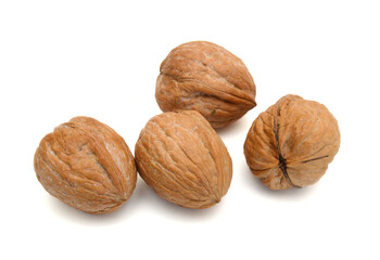 Stack Walnuts on white background