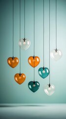 Heart-shaped pendant lights in various colors