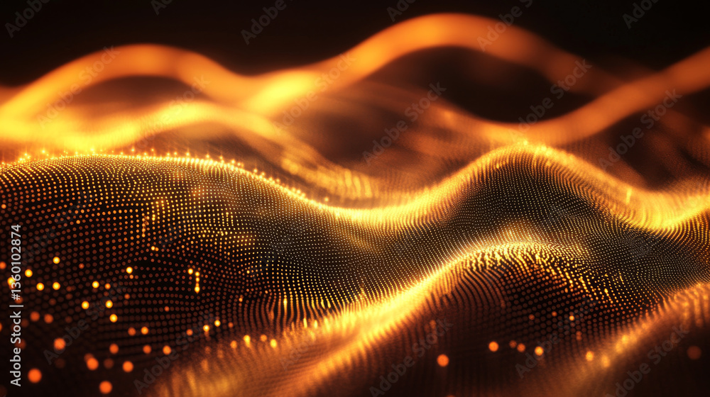 Poster glowing lines in a music equalizer style, forming an abstract technology-inspired background ideal f