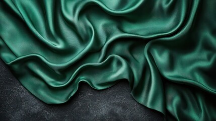 Obraz premium Emerald green silk draped fabric