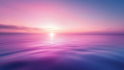 Pink and Purple Sunset Reflecting on the Calm Ocean Water, Serene and Peaceful Ambiance