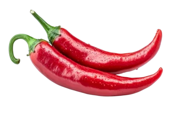 red chili peppers - spicy food ingredient - on transparent background
