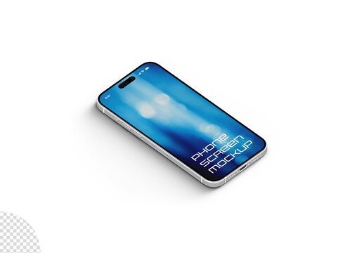 Phone Screen Mockup Isometric View