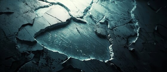 Naklejka premium A cracked and broken surface with water in the middle