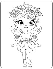 Kids Coloring Pages fairy girl Vector