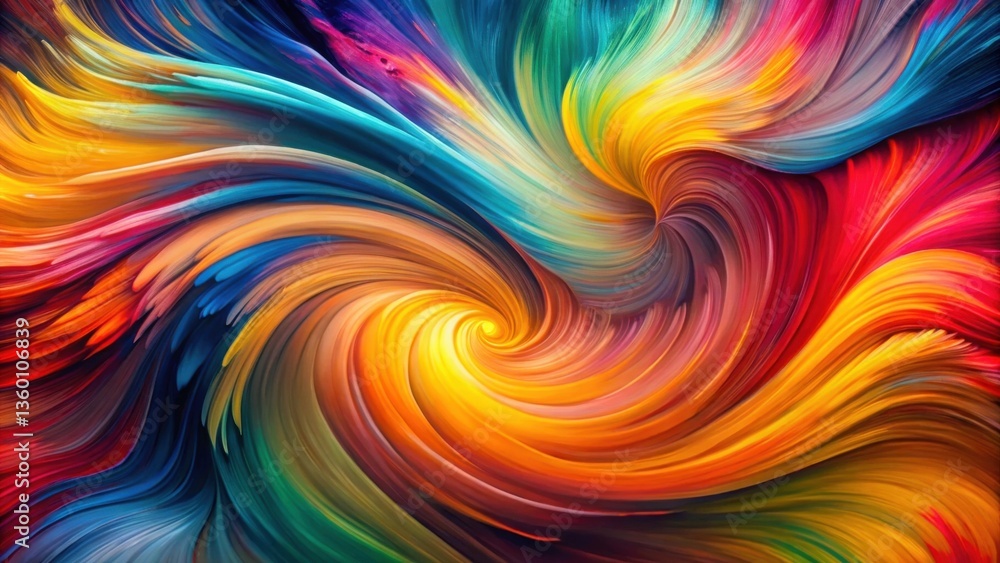 Poster abstract swirling vibrant colors creating a dynamic vortex of paint
