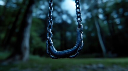 Rusty swing set in forest