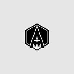 Anchor and letter A logo. Anchor and hexagonal