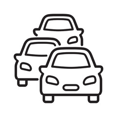 Obraz premium Multiple cars in serial at the same time during traffic, illustration&nbsp;vector.